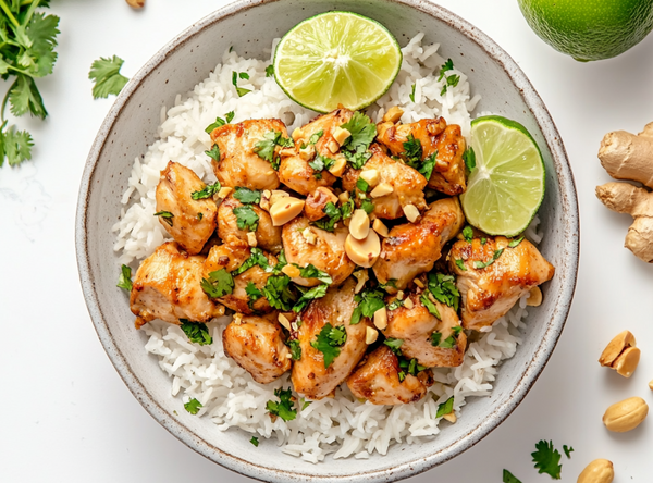 Gember-Pinda kip met Kokosrijst - recept van The Spice Club