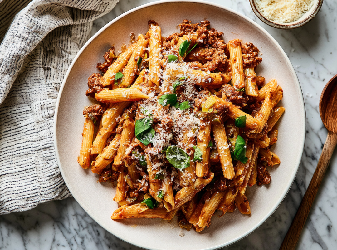 Romige Pasta met Gehakt en Pesto