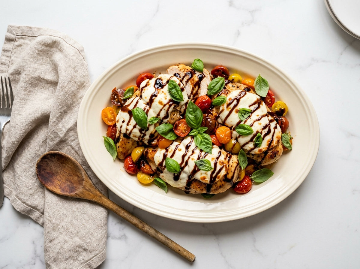 Kip Caprese uit de Oven met Mozzarella, Tomaat en Basilicum