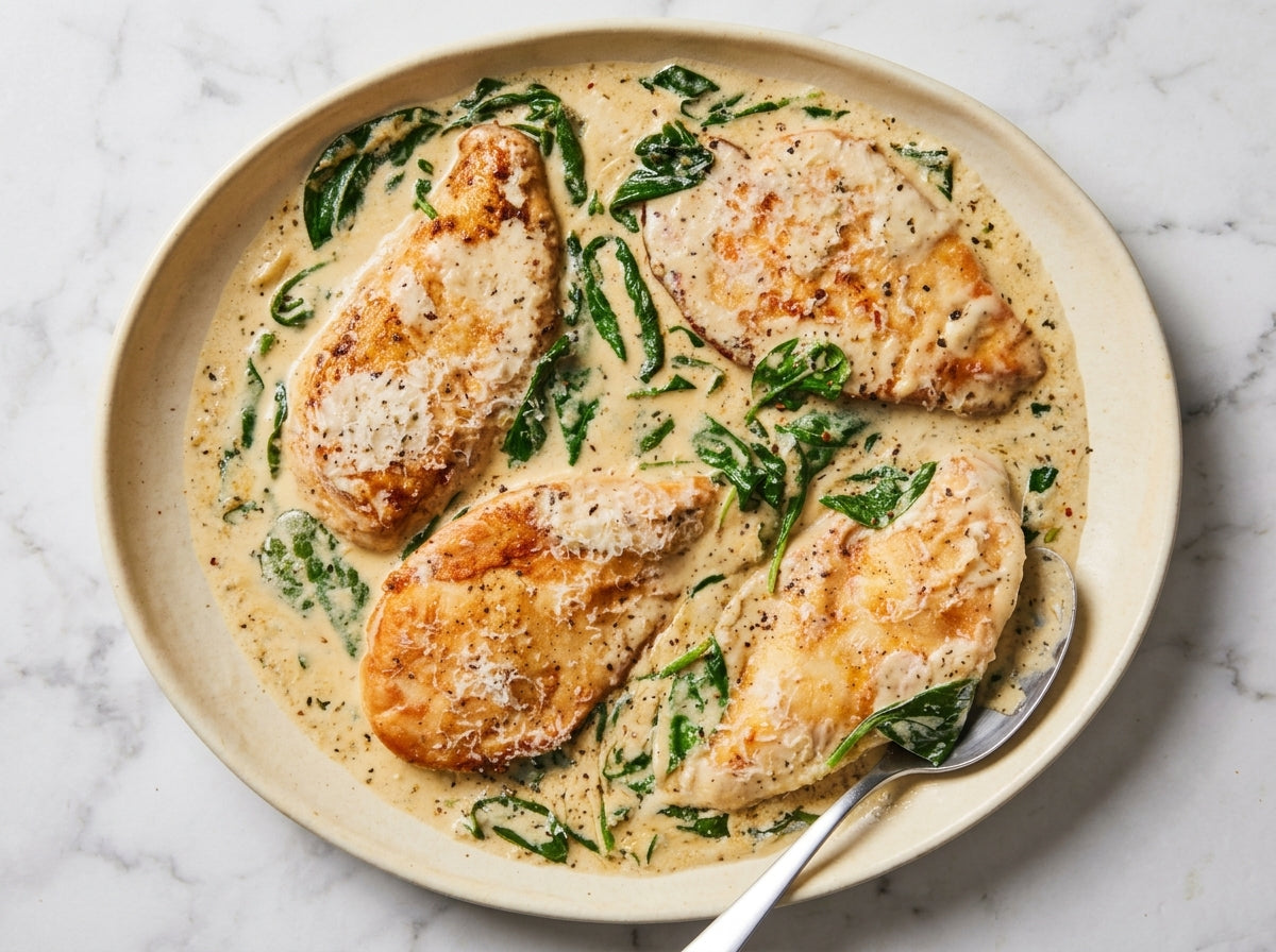 Kip Florentine met romige spinaziesaus en Kip & Paprika Mix - recept van The Spice Club