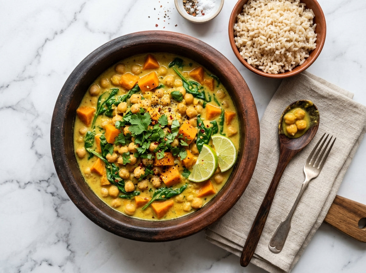 Vegan Curry Zonder Pakje — Romige Kokos & Kikkererwten - recept van The Spice Club