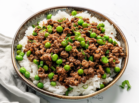 Soboro Donburi · Hackfleisch mit Ingwer & Reis