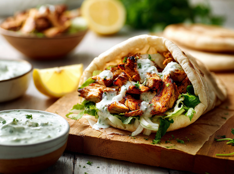 Schnell & Gesundes Hühnchen-Shawarma mit frischer Joghurtsauce
