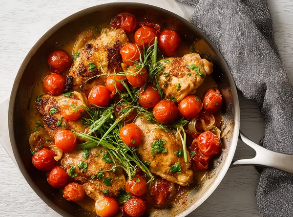 Dijon Kip met Tomaatjes en Lente-ui - recept van The Spice Club