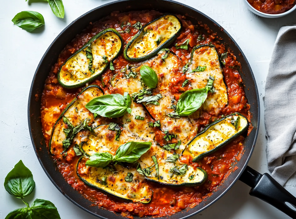 Zucchinischiffchen in Tomatensauce – Rezept von The Spice Club