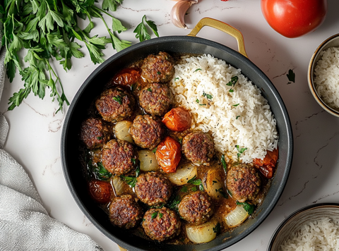 Griechisch Köfe mit Reis und Gemüse