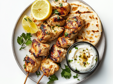 Der Spice Club Souvlaki mit hausgemachtem Tzatziki