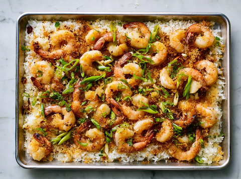 Crispy Rijst Ovenschaal met Thaise Garnalen
