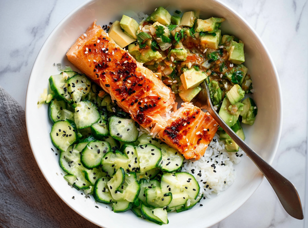 "Bang Bang" Zalm met Avocado & Komkommer Salsa - recept van The Spice Club
