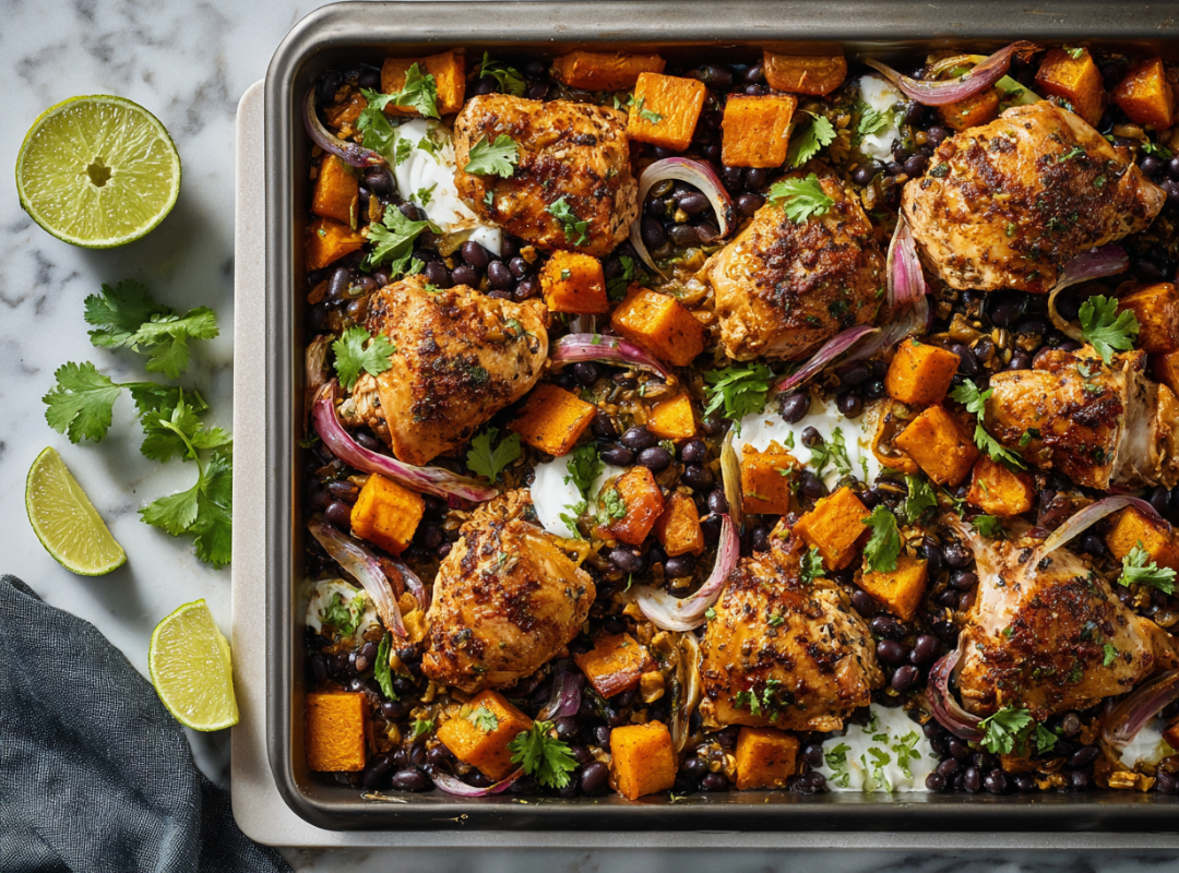 Mexicaanse Traybake met Kip, Pompoen en Zwarte Bonen - recept van The Spice Club