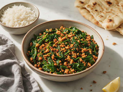 Kipgehakt-curry met spinazie