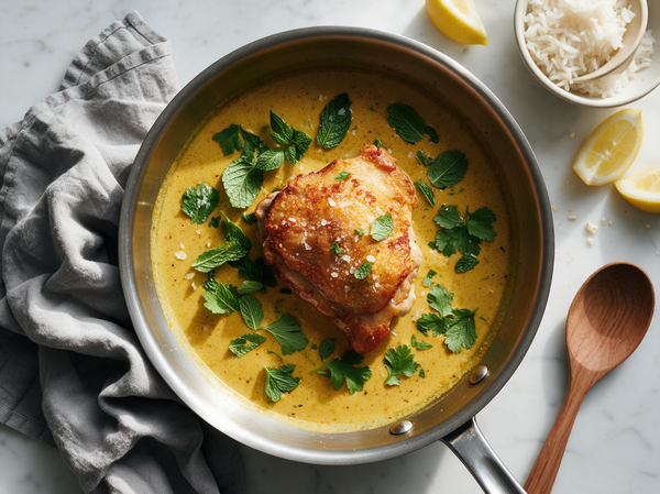 Knusprige Hähnchenschenkel in Kokos-Curry