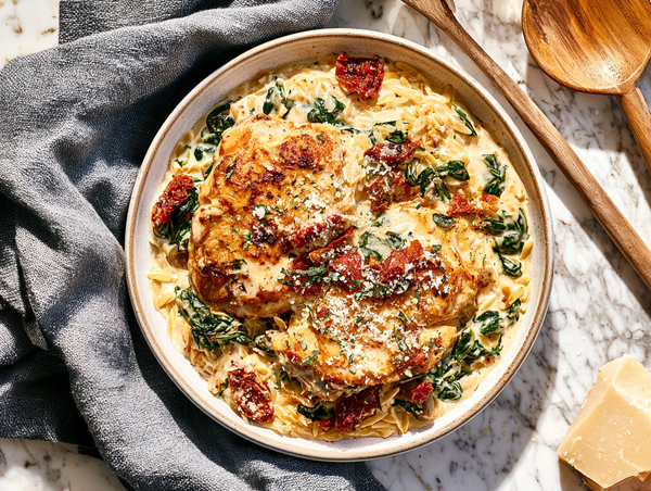 Cremiges Toskanisches Hähnchen mit Orzo