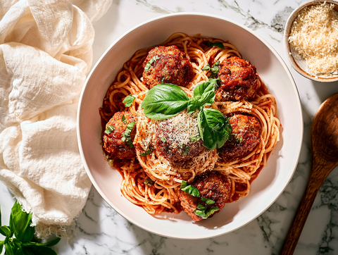 Spaghetti met Gehaktballetjes in Tomatensaus