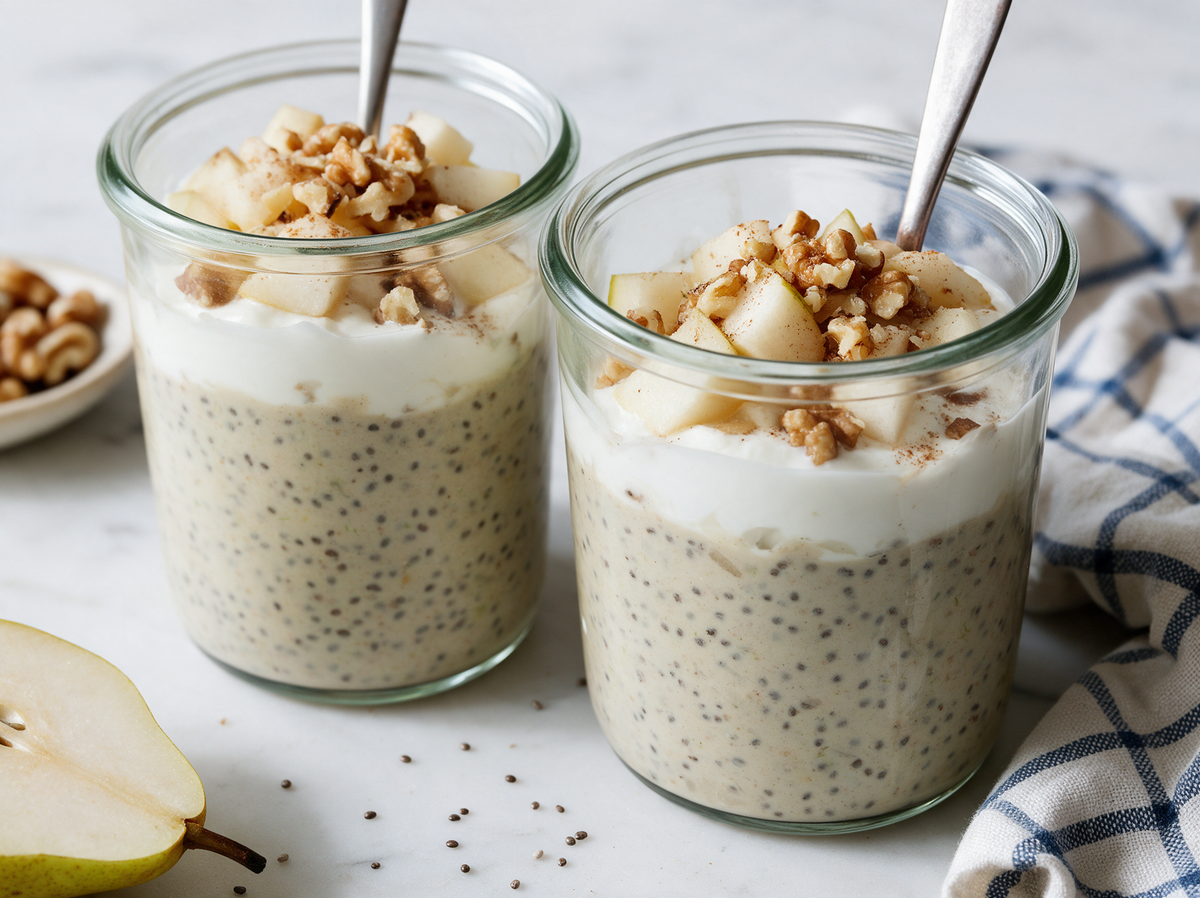Spekulatius Chia-Pudding mit Birne
