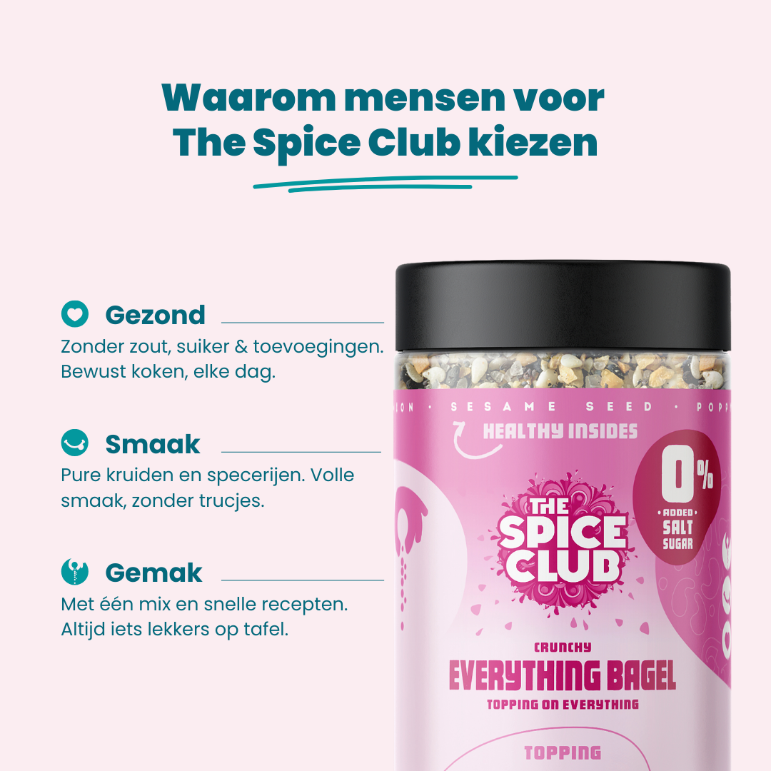 Crunchy Everything Bagel Topping - kruidenmix, 100% natuurlijk, zoutvrij - sfeerbeeld | The Spice Club