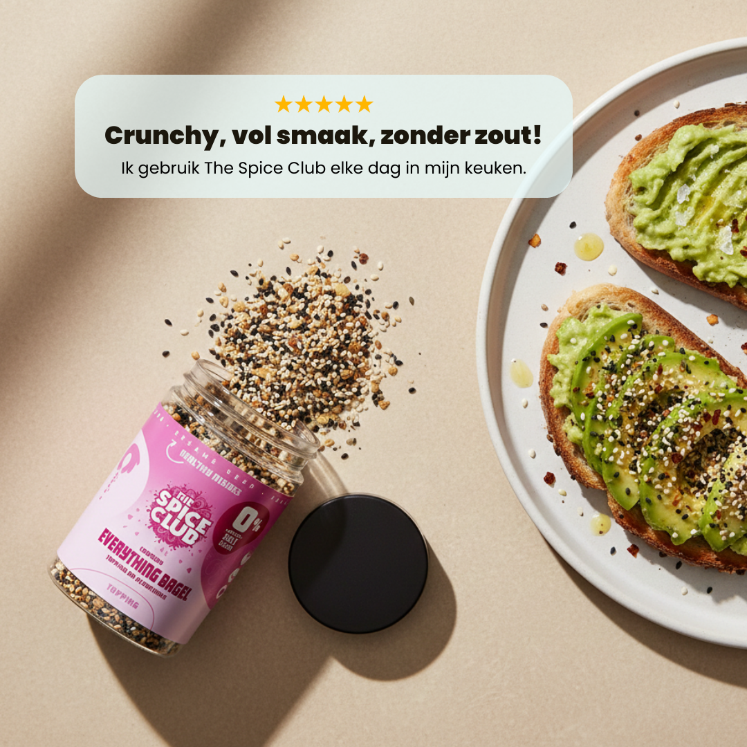 Crunchy Everything Bagel Topping - kruidenmix, 100% natuurlijk, zoutvrij - ingrediënten | The Spice Club