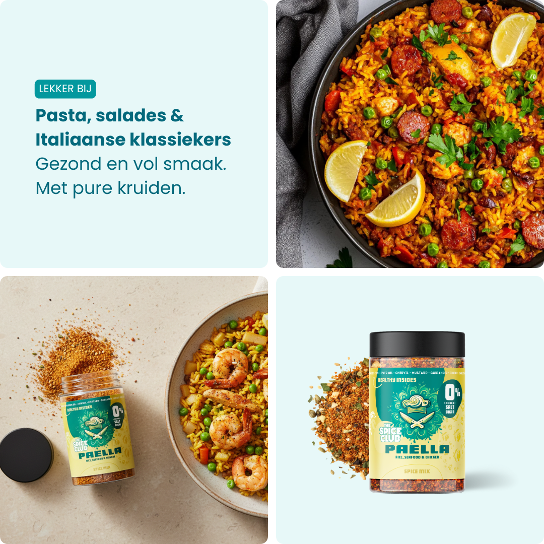 Paella Mix - kruidenmix, 100% natuurlijk, zoutvrij - verpakking | The Spice Club