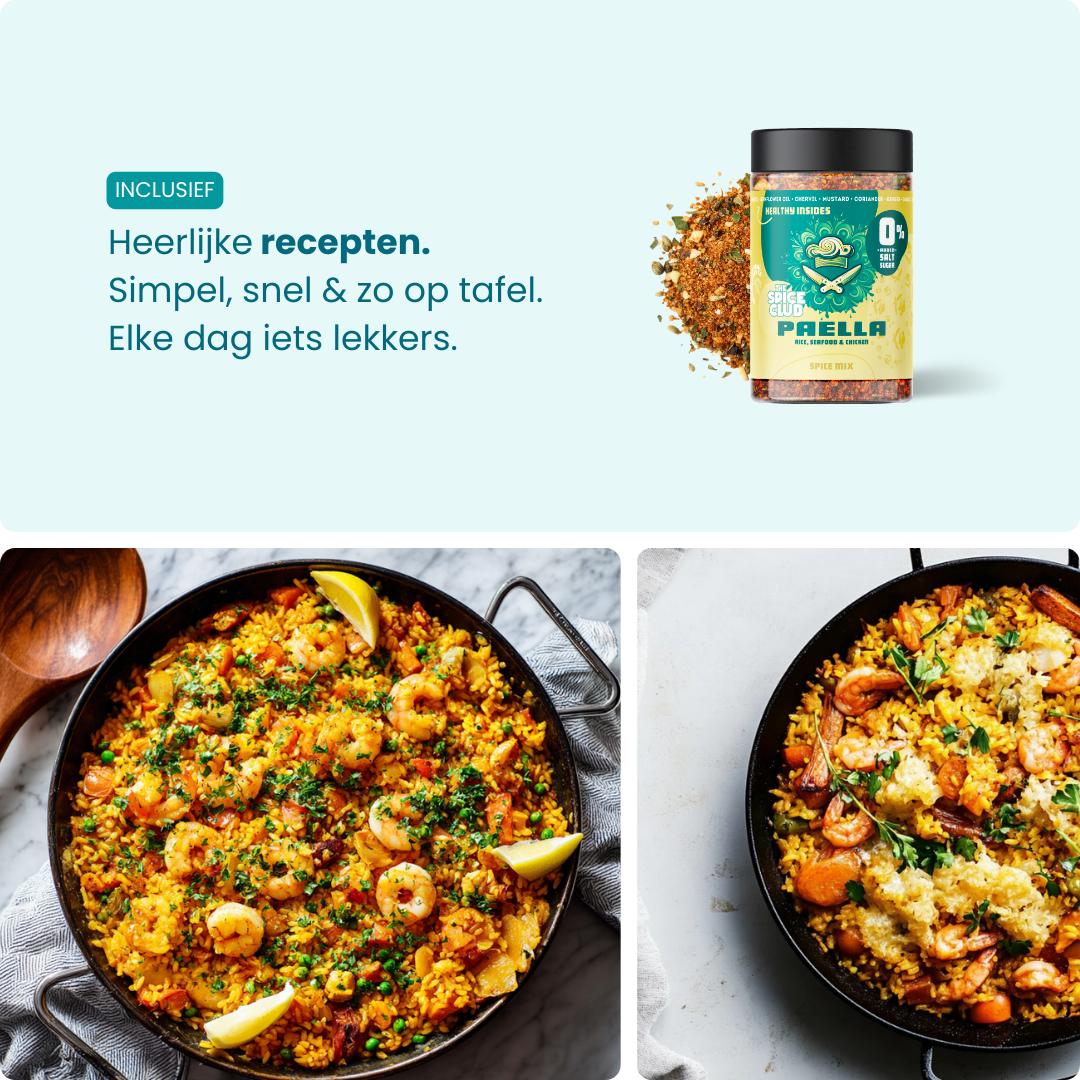 Paella Mix - kruidenmix, 100% natuurlijk, zoutvrij - ingrediënten | The Spice Club