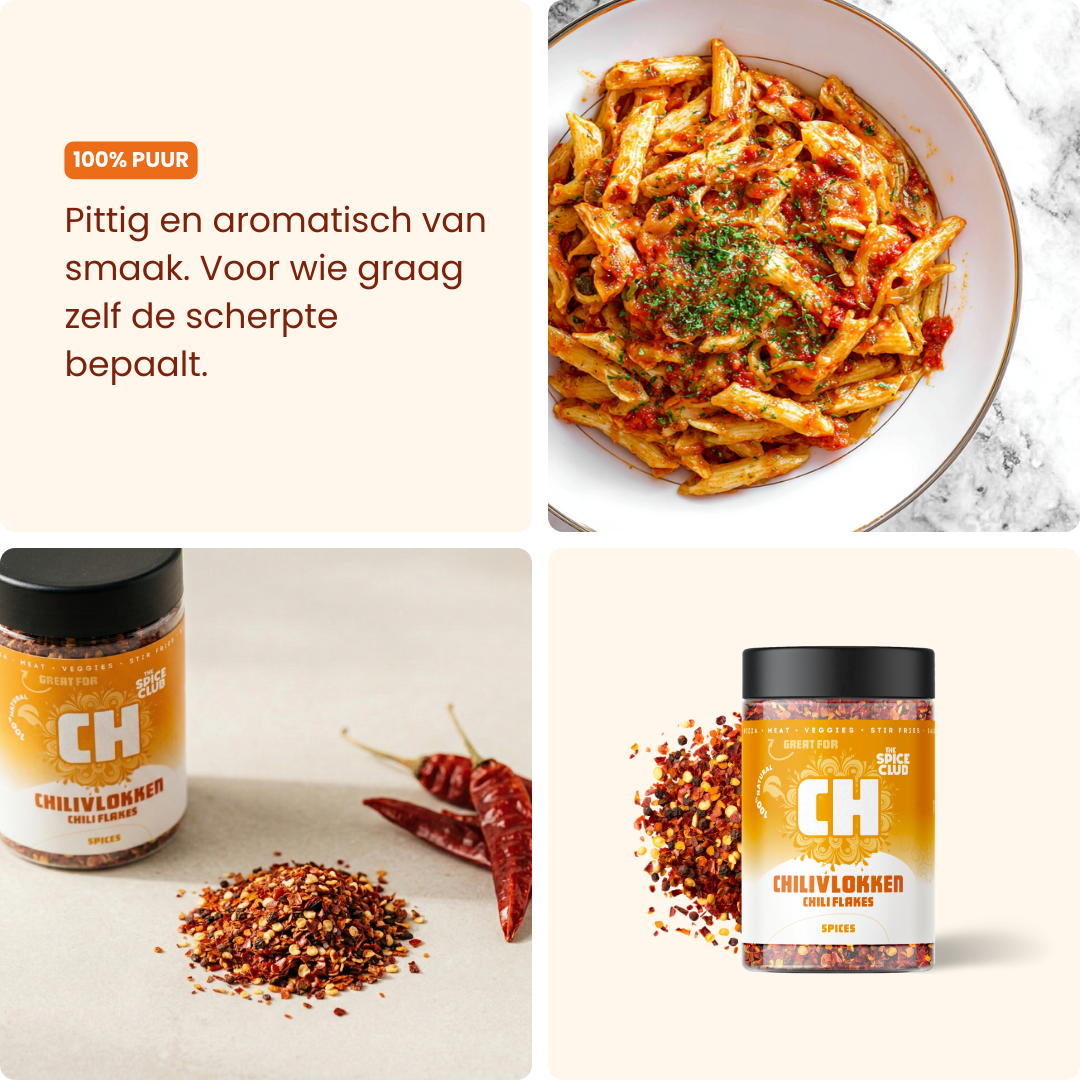 Chillies Gebroken - specerijen - verpakking | The Spice Club