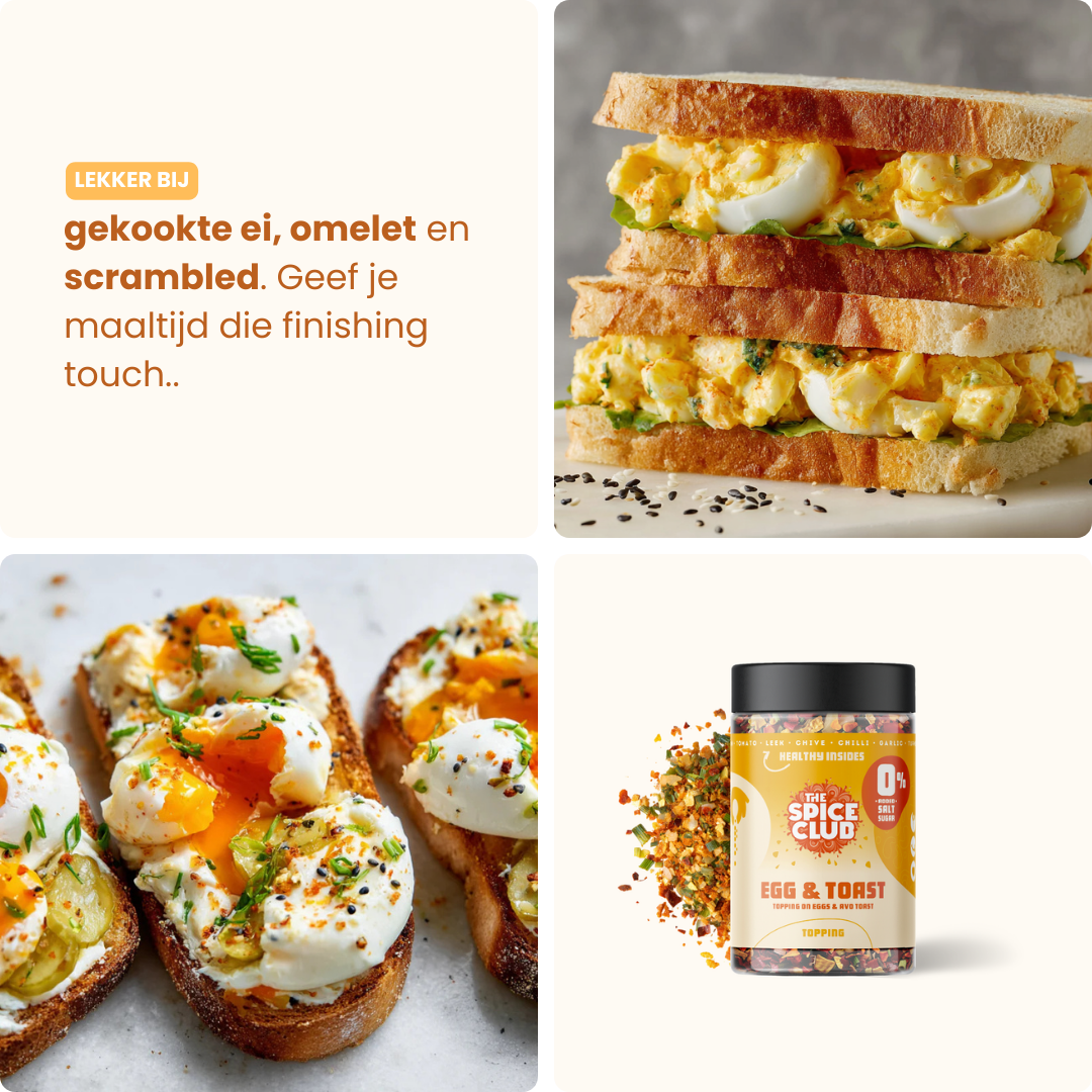 Ei Topping - kruidenmix, 100% natuurlijk, zoutvrij - verpakking | The Spice Club