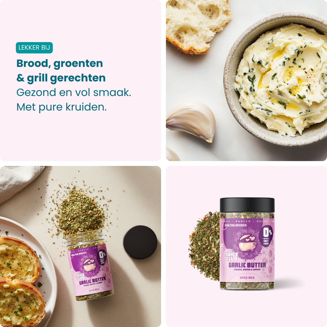 Kruidenboter mix verpakking - zoutvrije garlic butter | The Spice Club