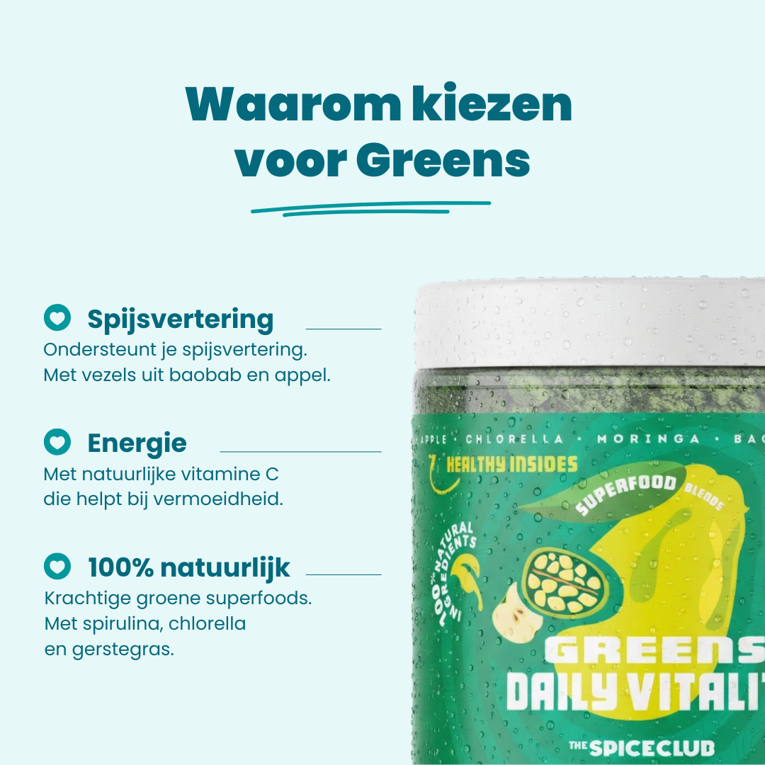 Greens · Darmgezondheid - superfoods, 100% natuurlijk - sfeerbeeld | The Spice Club