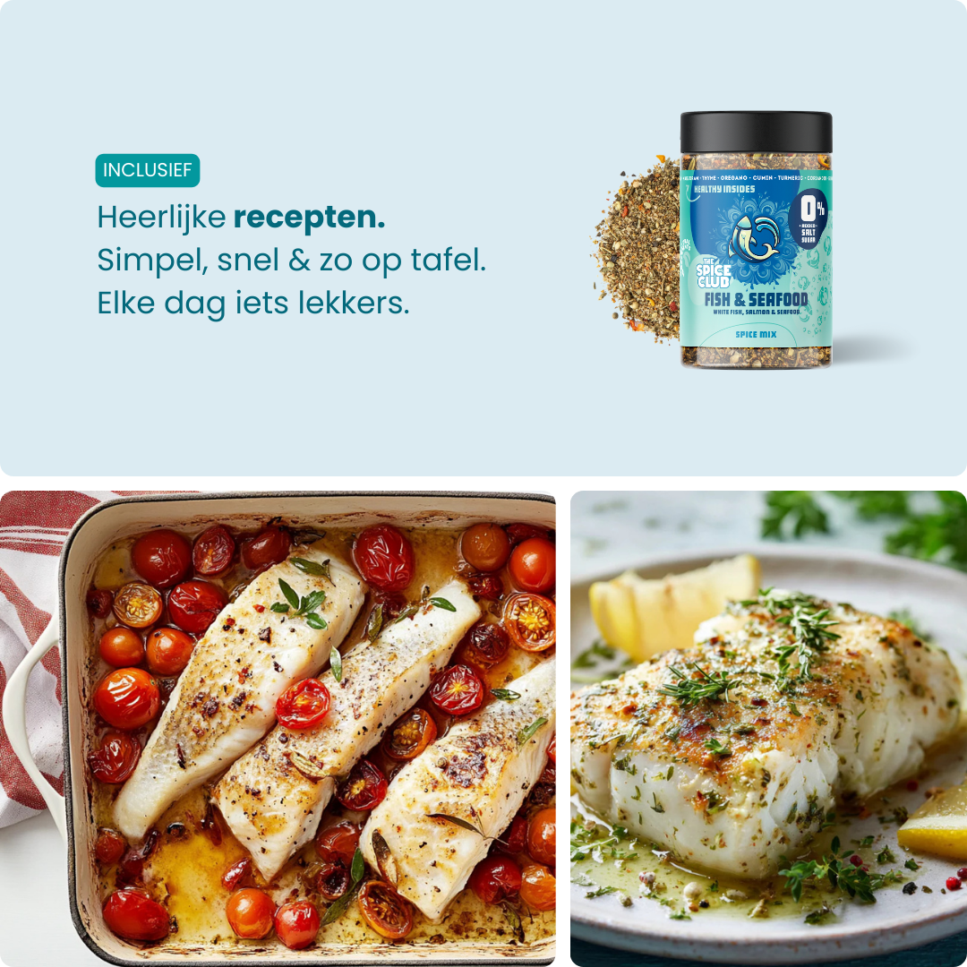 Vis Kruiden ingrediënten overzicht - The Spice Club 100% natuurlijk zonder zout