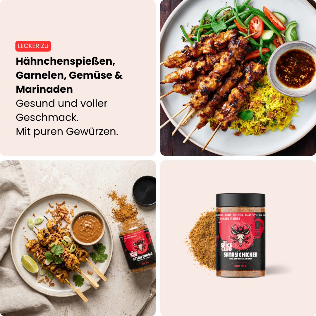 Satay Mix – lecker zu Hähnchenspießen, Garnelen, Gemüse & Marinaden [de]