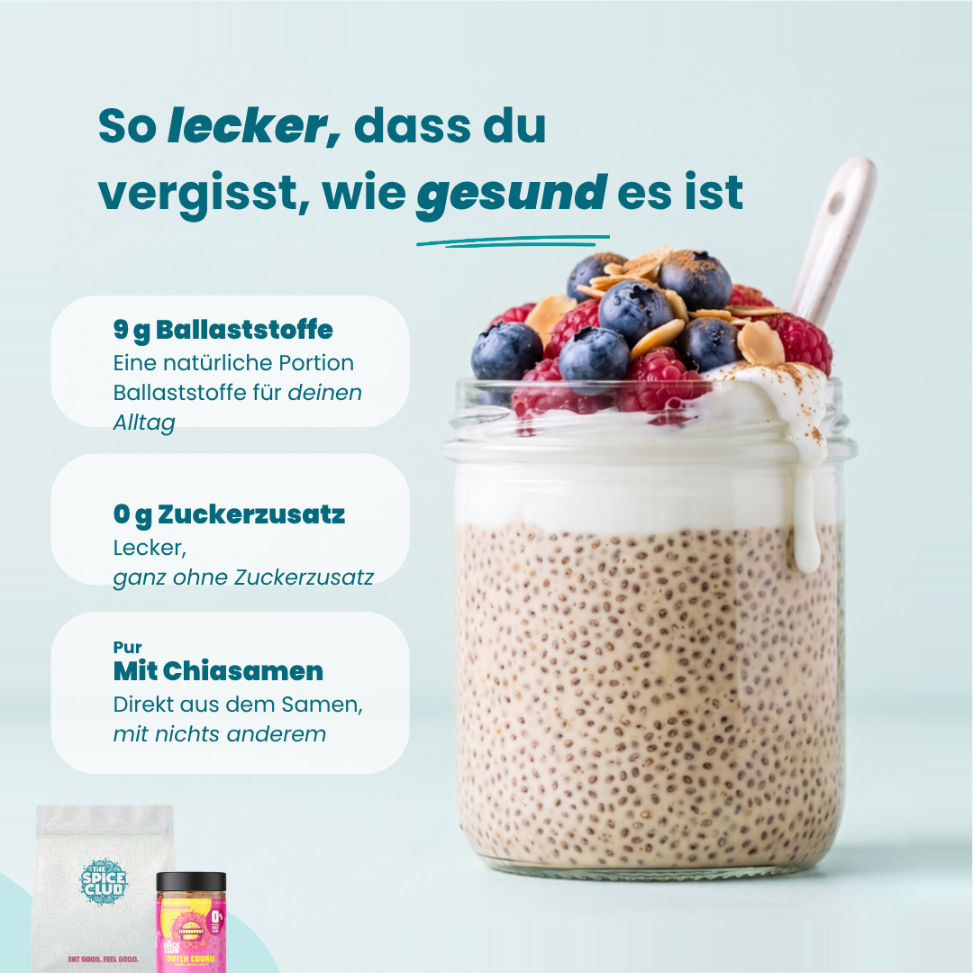 Chia Frühstücks-Set - Ballaststoffreich – Chia-Pudding im Glas: Ballaststoffe, ohne Zuckerzusatz [de]