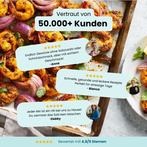 The Spice Club Stickerbogen · 15 Etiketten – Vertraut von 50.000+ Kunden: drei Kundenbewertungen auf Garnelen-Ofenblech